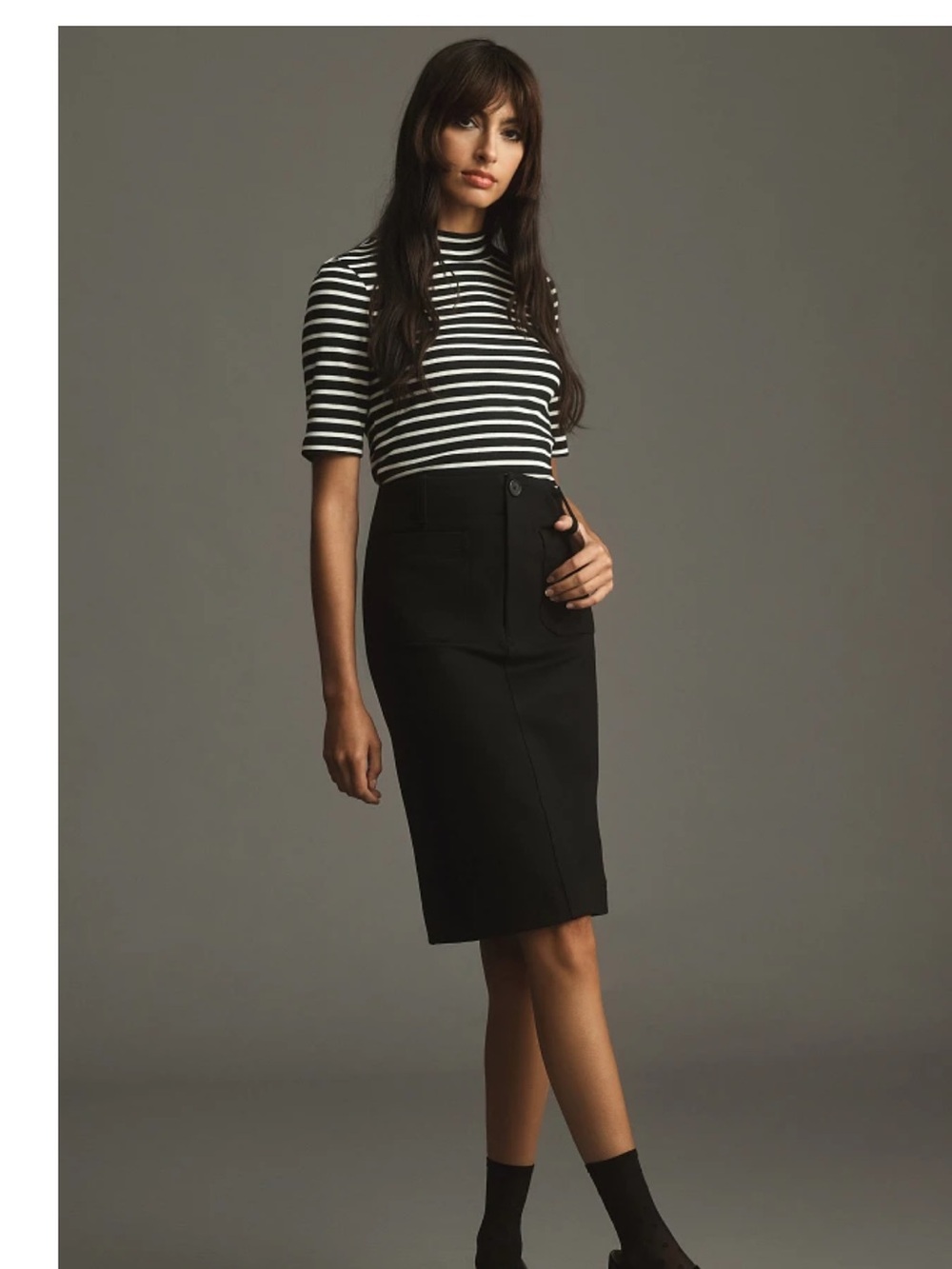 Anthropologie The Colette Skirt by Maeve Classic Black Pencil Skirt size medium
